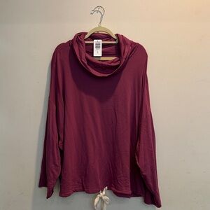 Berry Long Sleeve Cowl Neck Top